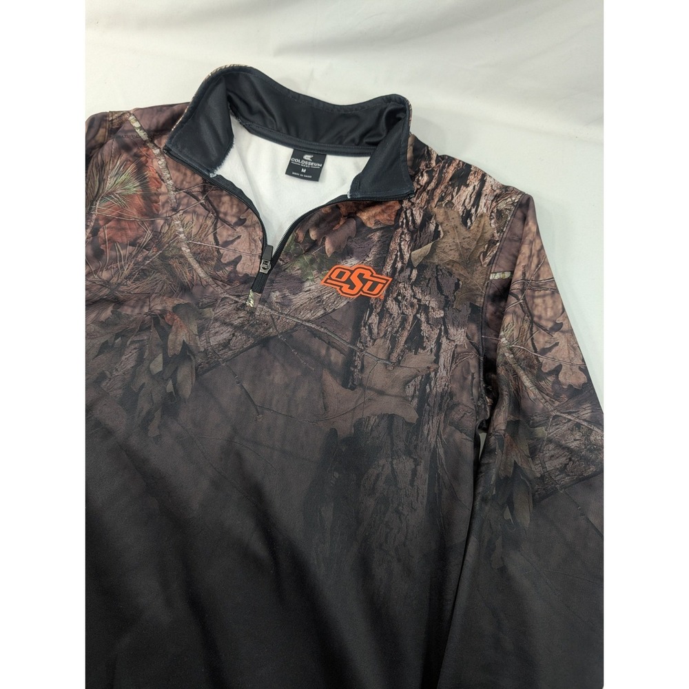 Oklahoma State Quarter Zip Jacket Mens Medium Camo Colosseum Hunting Camo